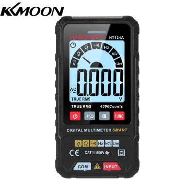 KKmoon มัลติมิเตอร์ดิจิตอลอัจฉริยะ,4000 Counts True RMS มิเตอร์วัดระยะอัตโนมัติพร้อมหน้าจอแบ็คไลท์ LCD 600V AC DC โวลต์มิเตอร์ปากกาทดสอบไฟฟ้าไฟฉา