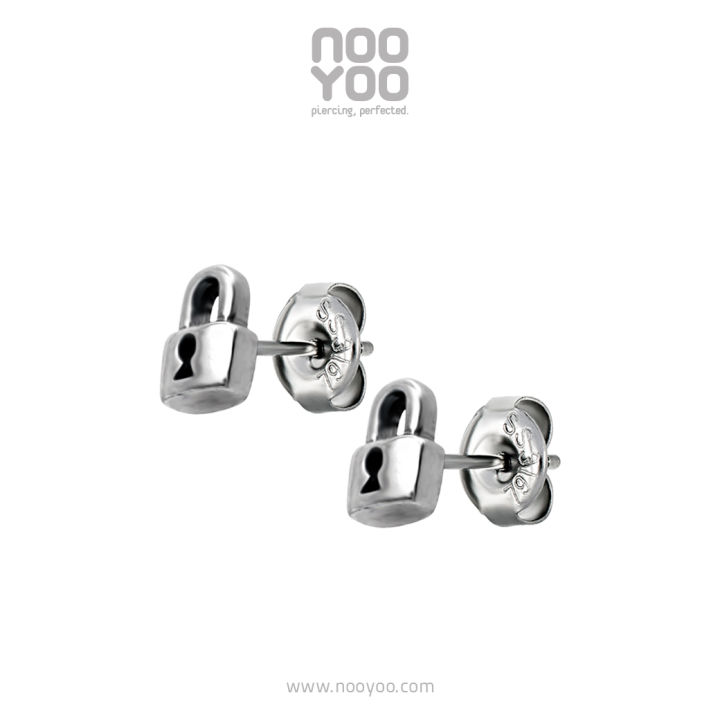 nooyoo-ต่างหูสำหรับผิวแพ้ง่าย-padlock