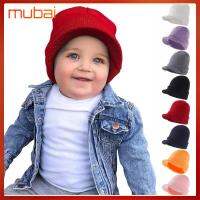 MUBAI 1-4 T อุปกรณ์เสริมที่อบอุ่น กันลม หมวกอุ่น ถัก หมวกบีนนี่พร้อมกระบังหน้า หมวกฤดูหนาวสำหรับเด็กทารก