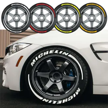 8 Pcs Sets Car Tire Stickers White Letter Stickers Pvc Rubber Tire