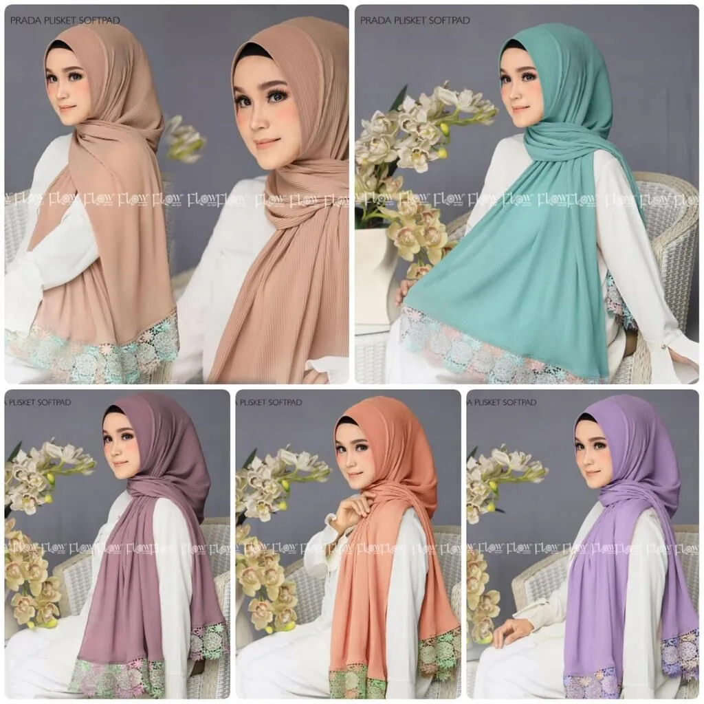 Jilbab Pashmina Prada Plisket Ceruti Softpad By Flow | Lazada Indonesia