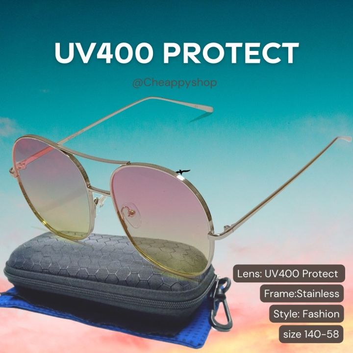 แว่นตากันแดด-แฟชั่น-กรอบสแตนเลส-แข็งแรง-สวย-เลนส์-ป้องกัน-uv400-แบบการ์เดียน-รหัส-b392