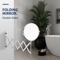 Bathroom Mirror with Folding Extensible Arm 2-Sided Cosmetic Mirror 7/8Inch Wall Mounted Vanity Mirror 3X/5X Magnification