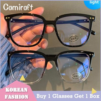 Camiraft แว่นตาแฟชั่นกรอบสี่เหลี่ยมสำหรับผู้หญิงและผู้ชาย,แว่นตาแว่นตาเลนส์ขยายแบบสามารถเปลี่ยนเลนส์ได้สไตล์เกาหลีวินเทจ K-Style น่ารักธุรกิจที่สง่างามดูสวยงาม