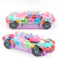 Electric universal transparent gear concept car simulation model light music children 39;s educational toy car for children