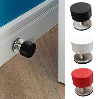 【LZ】∏✺  Non Punch Door Stopper Adhesive Door Stops Heavy Duty Stainless Steel Rubber Stopper With Sound Dampening Bumper