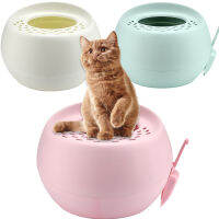 Cat Litter Box Lid Cats Toilet Splash-proof Fully Enclosed Litter Box Cat Supplies with Ergonomic Large Litter Scoop