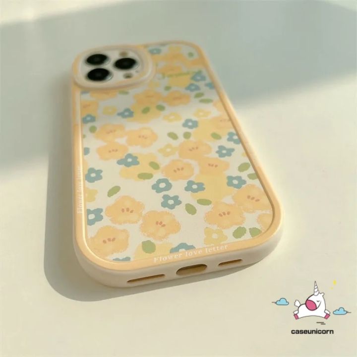 เคสโทรศัพท์มือถือ-tpu-นิ่ม-กันกระแทก-ปิดด้านหลัง-ลายดอกไม้สีเหลืองน่ารัก-สไตล์เรโทร-สําหรับ-iphone-11-7-8-plus-12-14-13-11-pro-max-x-xr-xs-max-6-6s-7plus-8plus-se-2020