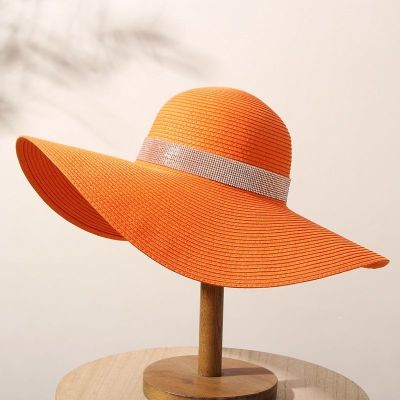 ฤดูร้อนฟางหมวกโบว์ริบบิ้นหมวกปีกกว้างหมวกผู้หญิงสไตล์ Bohemian Seaside Sun Protection Shade แฟชั่น