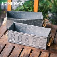 Retro Galvanized Iron Tray With Wooden Handles Storage Trays Kitchen Organizer Rectangular Bread Basket Flower Pots Decoration