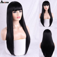 AZQUEEN Synthetic Wigs Long Straight Black Brown Blonde Layered Hairstyle Ombre Gray Ash Full Wigs with Bangs for Black Women