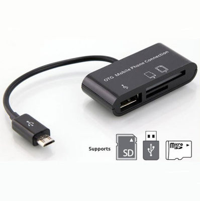 สาย แปลง micro usb OTG combo with hcard reader sd tf card