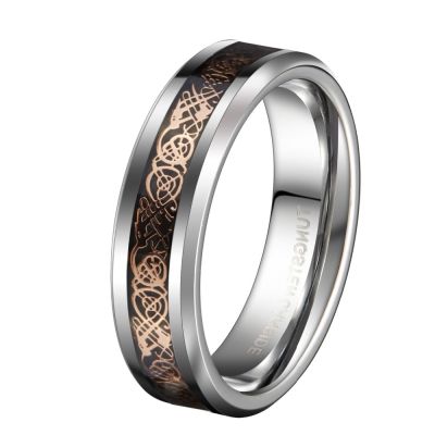 8mm Silvering Celtic Dragon Tungsten Carbide Wedding Band Statement Mens Rings Jewellery Ring