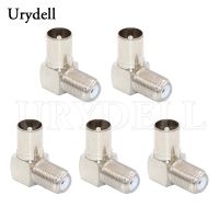 5pcs Connector F Female to TV Male Plug 90 Degree Right Angle TV Aerial Adapter Coaxial Plug RF Coaxial TV Receiver Furniture Protectors Replacement P