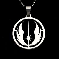 Star Wars Necklace Jedi Order Symbol Logo Emblem Silver Color Stainless Steel Pendant Fashion Movie Jewelry For Men Women Fashion Chain Necklaces
