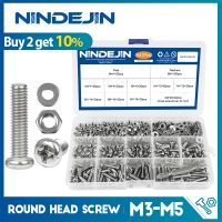 【LZ】 NINDEJIN-Kit De Variedade De Parafuso De Cabeça Redonda Cruz Parafuso De Máquina Com Arruela De Porca Aço Inoxidável M3 M4 M5 541 PCs 721PCs