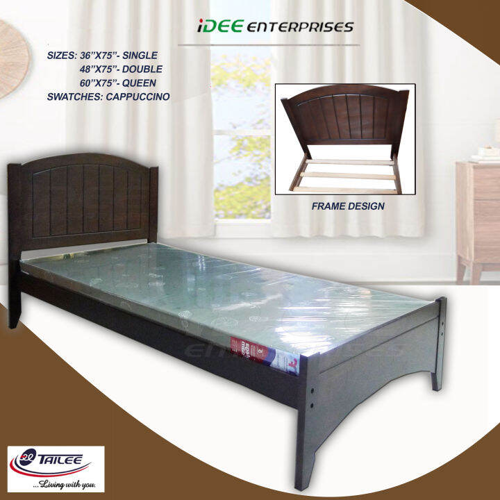 TAILEE Malaysian Solid Rubber Wood Bed Frame (Cappuccino) / RITA