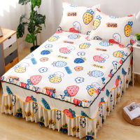 Cartoon Sheet Bed Linen Skirt Bedding Elastic Fitted Kid Bedspreads 2 Seater Double Cotton Mattress Pad Bedsheet Cute Pillowcase