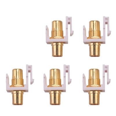 5-Pack RCA Keystone Jack Insert Connector Socket Female Snap in Adapter Port Gold Plated Inline Coupler for Wall Plate