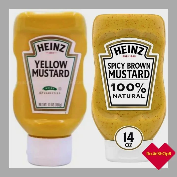 HEINZ Yellow Mustard Squeezable Bottle [368g] & Spicy Brown Mustard