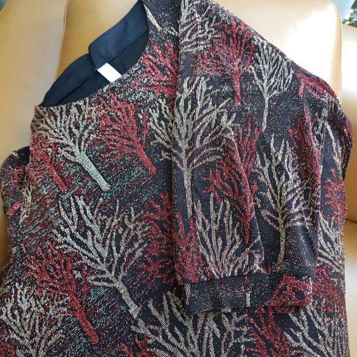 เสื้อลายต้นไม้-ผ้าสแปนเด็กซ์-มีกริตเตอร์-ใส่สบาย-เสื้อผู้ใหญ่ผู้หญิง-เสื้อคุณแม่-ผู้สูงอายุ-เสื้อคุณยาย-ของขวัญคุณแม่