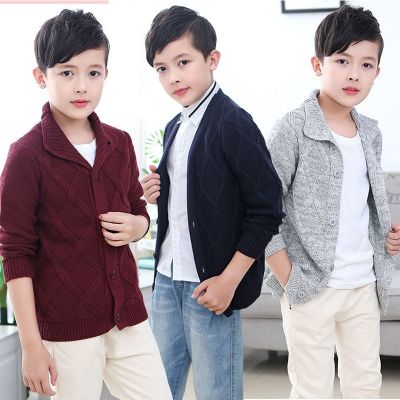 Knitting Weave Years Autumn Warm Solid 2-10 Spring Jacquard Sales Cardigan Old Sweater Kids Keep For Color Hot Boys V-neck