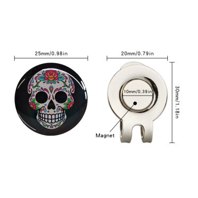 ：“{—— New Black Skull Golf Ball Marker Hat Clip Magnet Alloy Golf Mark Magnetic Cap Clip Halloween Cool Design Accessories Drop Ship