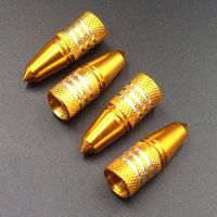 4pcs Golden Universal Bullet Shape Car Wheel Tire Valve Air Stem Dust Caps Cover Truck Auto Vehicle Motorcycle Bicycle Accessory