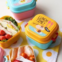 ┇✤◈ Cute Healthy Plastic Double Layer Lunch Box Cartoon Kids Bento Boxes Food Container Children Lunchbox BPA Free