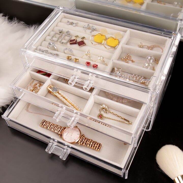 3-Tier Acrylic Jewellery Storage Box Accessories Storage Box | Lazada