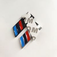 2pcs x BMW M Sport Emblem Sticker Side Wing Fender M Power Badge Chrome Matt Black 45mm X 15mm