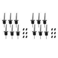 12Pc Stainless Steel Pourers,Speed Pourer, Liquor Bottle Pourers and Vinegar Tapered Stopper Spout,with Sealed Dust Caps