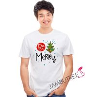 เสื้อยืดผ้าฝ้ายเสื้อยืดผ้าฝ้าย เสื้อยืดคริสต์มาสJambutree Funny Merry Christmas Party Celebration Be Happy Tree Fashion Unisex Graphic