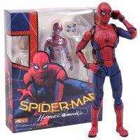 Shf Spiderman ตุ๊กตาสะสมตุ๊กตาขยับแขนขาได้พีวีซีชุดสูทพรางตาอัพเกรดแบบบูรณาการ