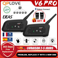 EJEAS V6 Pro Intercom 1200Mรถจักรยานยนต์Bluetooth Helmet IntercomชิปCSR 2.4GHz FM 6 Ridersกันน้ำ-x7d