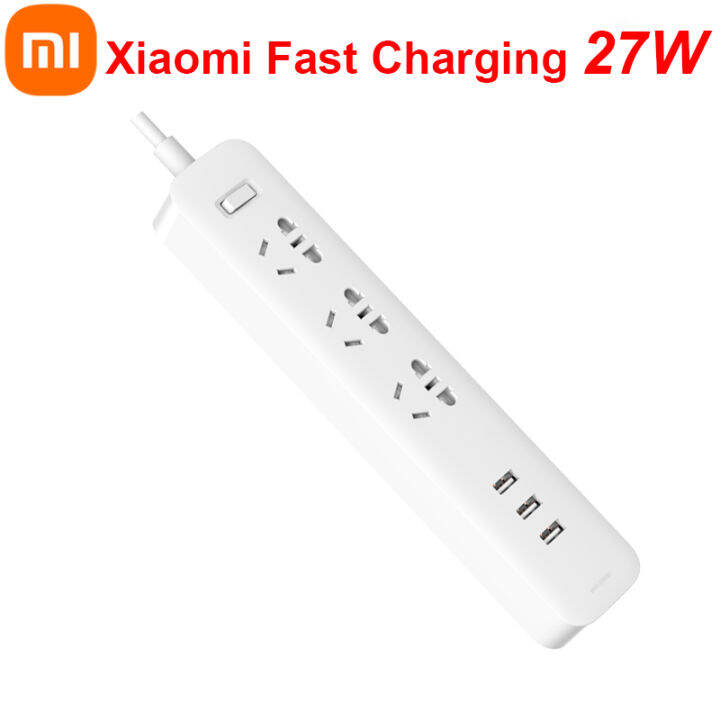 Xiaomi Power Strip Mijia MI Plug QC3.0 27W MAX Fast Charging 3 USB + 3