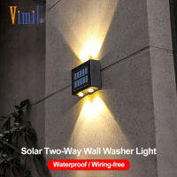 Vimite 4LED Solar Wall Light Outdoor Waterproof Automatic Sensor Spotlight Warm White Garden Lamp for House Fence Street Balcony Christmas Decor Lighs