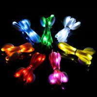 1Pair LED Sport Shoe Laces Luminous Shoelaces Glow Shoe Strings Round Flash Light Shoelaces Batteries Sneakers Flat Shoelaces