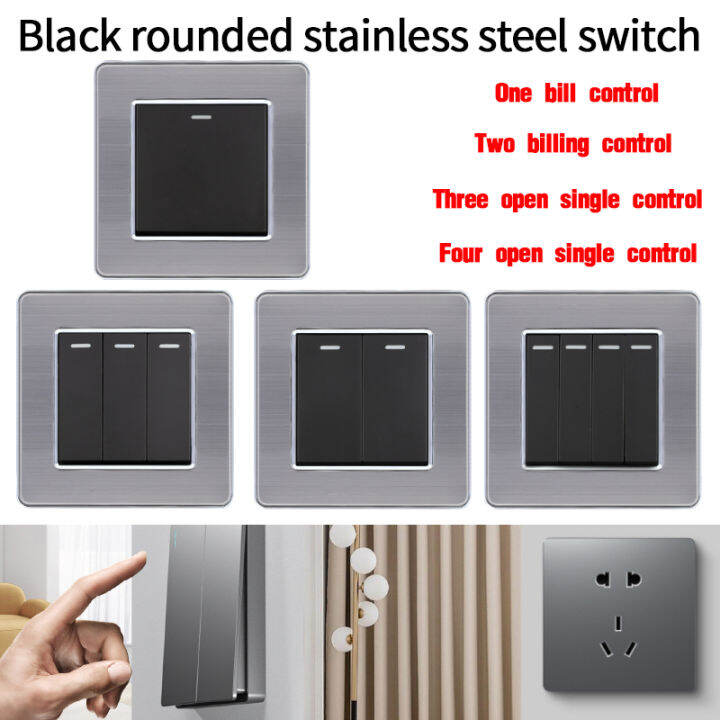 1 2 3 4 Gang 2 Way Luxury Light Switch Push Button Wall Switch Four color stainless steel
