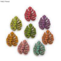 30pcs Monstera Deliciosa Leaves Colorful Leaf Series Wood Button Sewing Scrapbooking Clothing Crafts Handmade Decor Accessories Haberdashery