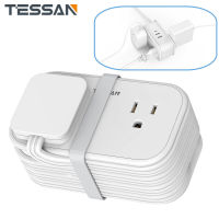 TESSAN ปลั๊กแบบแบน 3 ฟุตพร้อมช่องเสียบ 4 ช่อง USB 3 ช่อง (USB C 1 ช่อง) Cruise Essentials Mini Travel Power Strip อุปกรณ์ป้องกันไฟกระชากแบบพกพา Home Office Hotel Cruise Essentials