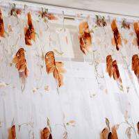 100x130cm 1 PCS Vine Leaf Tulle Hanging Door Curtain Ink Large Flower Printing Window Screen