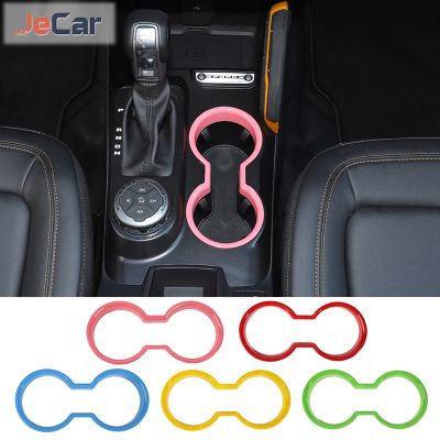 ﹍┅❡ JeCar ABS Front Cup Holder Trim Decoration Cover Stickers For Ford Bronco 2021 2022 Car Interior Accessories
