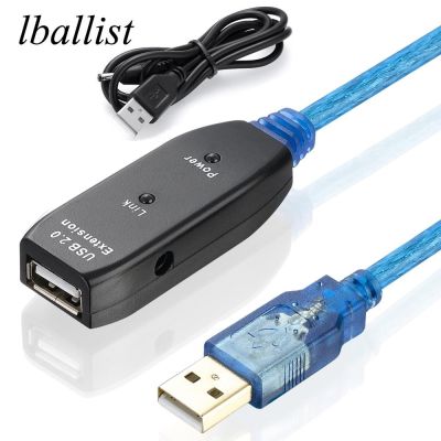Lballist USB 2.0 Kabel Ekstensi Male Ke Female M/F Aktif Repeater Built-In Chipset IC DUAL Terlindung 5 M 10 M 15 M
