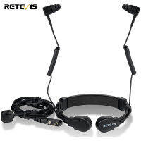 Retevis ETK007หูฟังวิทยุสองทางอุปกรณ์ไมโครโฟนแบบคอ Binaural หูฟังเข้ากันได้สำหรับ Walkie-Talkies Retevis RT5R RB85 RB627B RT24 Baofeng UV5R ESynic ฯลฯหูฟังคล้องคอแบบพับเก็บได้สำหรับขี่จักรยาน (1ชิ้น)