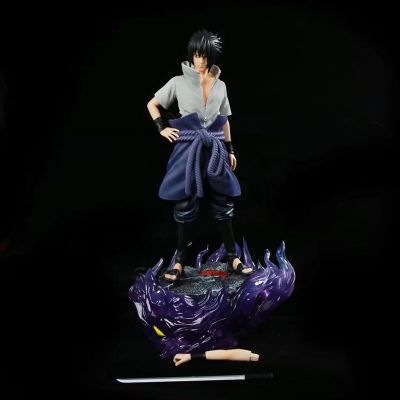 รูปนารูโตะอานิเมะ GK Uchiha Sasuke ของสะสมตุ๊กตาขยับแขนขาได้ทำจาก PVC มีไฟส่องสว่างในฉากแบบจำลองพระเยซูของเล่นตุ๊กตาของขวัญสำหรับเด็ก