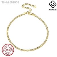 ◙✢ Rinntin 925 Sterling Silver Cuban Chain Anklets for Women Fashion Adjustable 14K Gold Foot Bracelet Ankle Straps Jewelry SA11