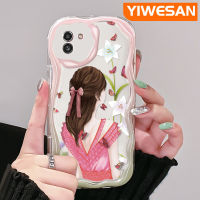 YIWESAN เคสสำหรับ Samsung A03 Core M02 A02 A03s,A02s M02s F02s ลายผีเสื้อรูปสาวครีมกรอบนุ่มกันกระแทกเคสโทรศัพท์โปร่งใส TPU ซิลิกาเจลป้องกันเลนส์กล้องถ่ายรูปกันกระแทก