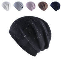 ผู้หญิงหมวกขนสัตว์ขนาดเล็ก R Hinestone แฟชั่นต้นฉบับอุ่น Bonnet ขนสัตว์สีทึบถักหมวกหมวก