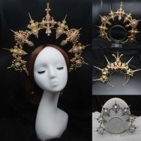 Gothic Lolita Tiara Crown Headband DIY Material Package Christmas Vintage Sun Goddess Baroque Halo Headpiece Parts